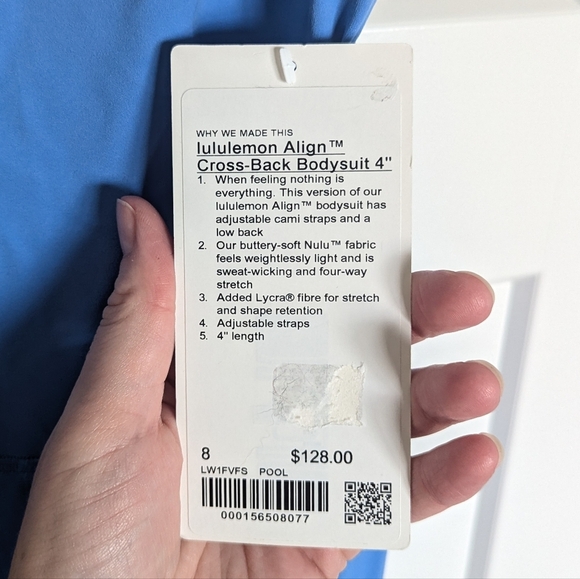 Lululemon NWT Align Cross-back Bodysuit 4" - Pool Party Blue sz 8 - Picture 3 of 6